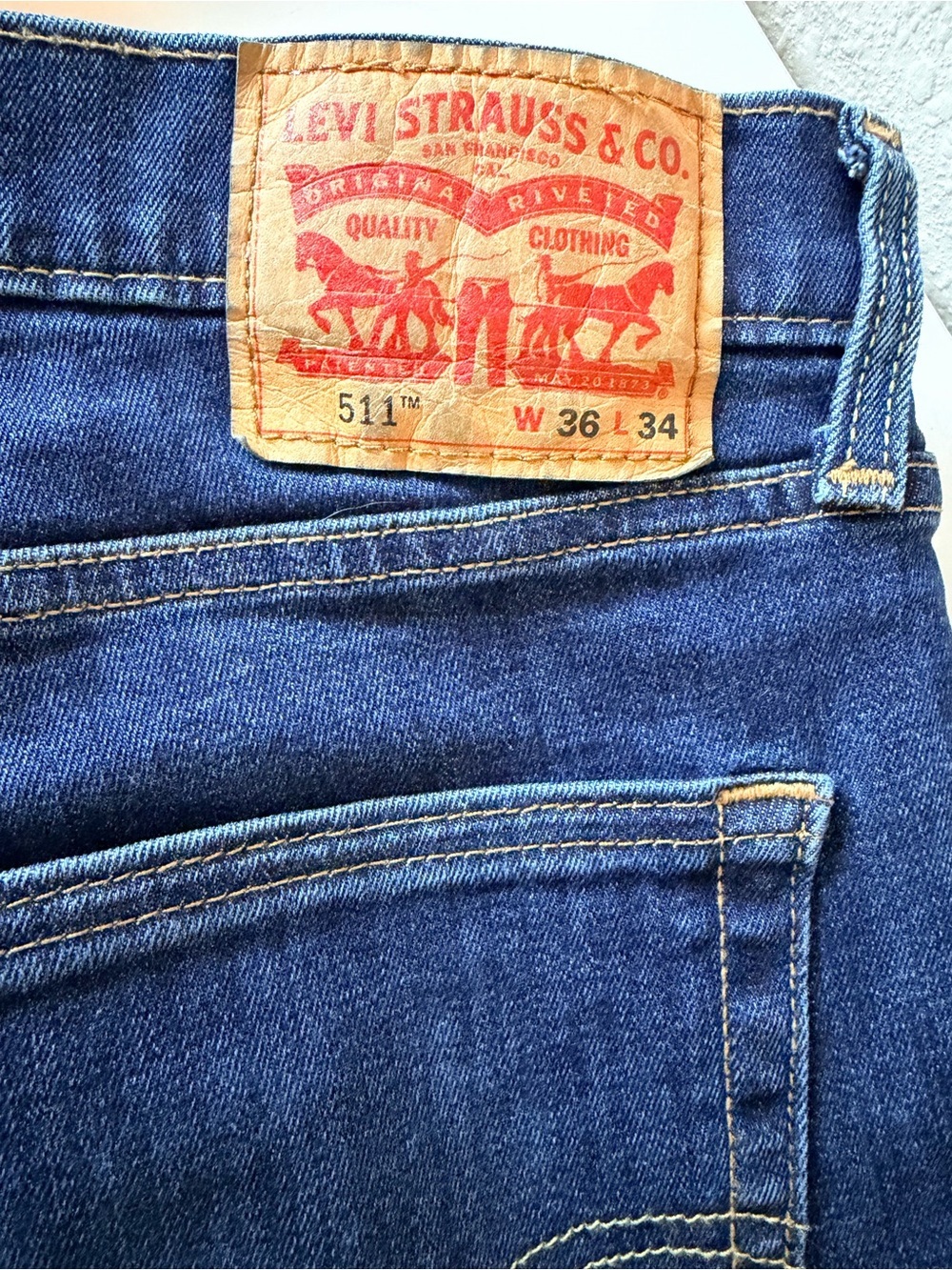 Levi’s 511 Slim Fit Dark Indigo Jeans Men 36x34 - Picture 5 of 7